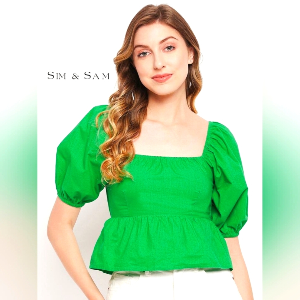 🆕️ SIM & SAM Kelly Poplin Babydoll Top - Small